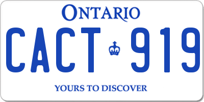 ON license plate CACT919