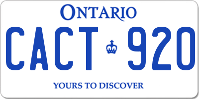 ON license plate CACT920