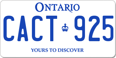 ON license plate CACT925