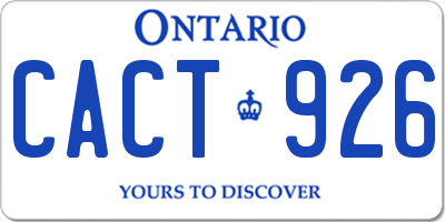 ON license plate CACT926