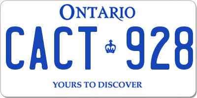 ON license plate CACT928