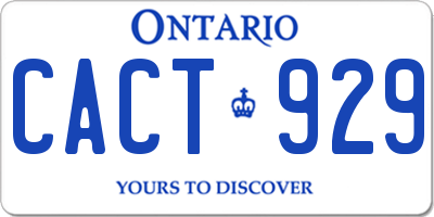 ON license plate CACT929