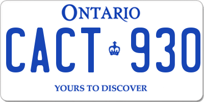 ON license plate CACT930