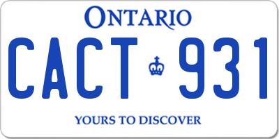 ON license plate CACT931