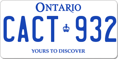 ON license plate CACT932