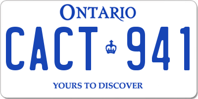 ON license plate CACT941