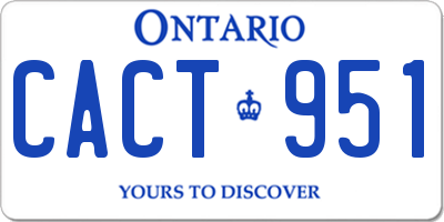 ON license plate CACT951