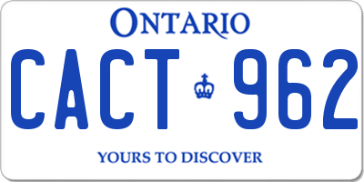 ON license plate CACT962