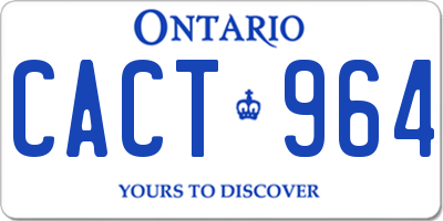 ON license plate CACT964