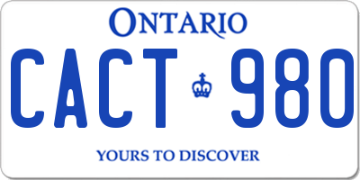 ON license plate CACT980