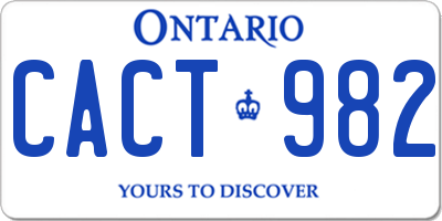 ON license plate CACT982