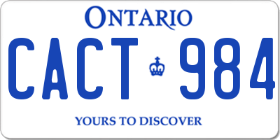 ON license plate CACT984