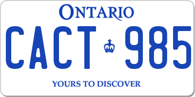 ON license plate CACT985