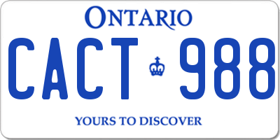 ON license plate CACT988