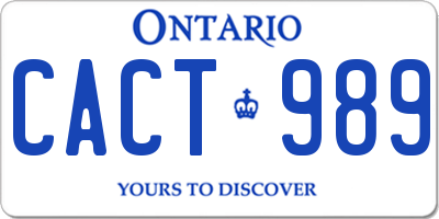 ON license plate CACT989