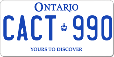 ON license plate CACT990