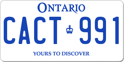 ON license plate CACT991