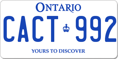 ON license plate CACT992