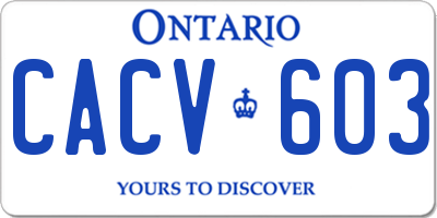ON license plate CACV603