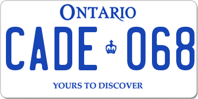 ON license plate CADE068