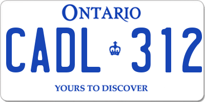 ON license plate CADL312