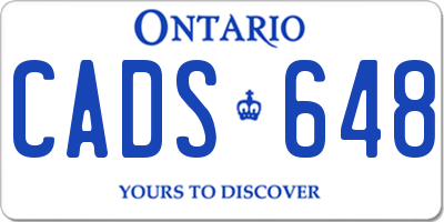 ON license plate CADS648