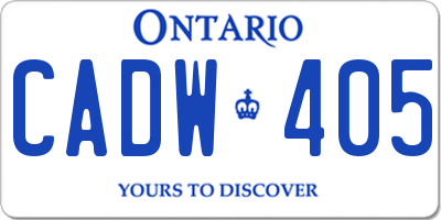 ON license plate CADW405