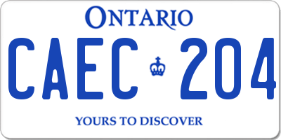 ON license plate CAEC204