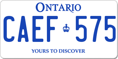 ON license plate CAEF575