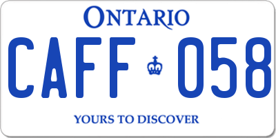 ON license plate CAFF058