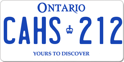 ON license plate CAHS212