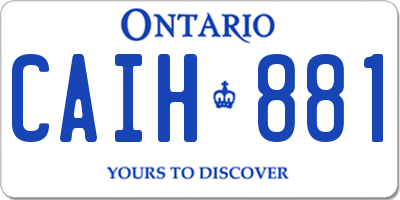 ON license plate CAIH881