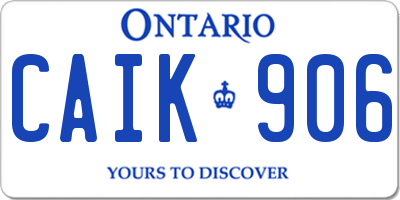 ON license plate CAIK906