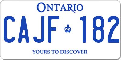 ON license plate CAJF182