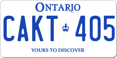 ON license plate CAKT405