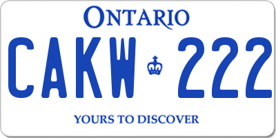 ON license plate CAKW222