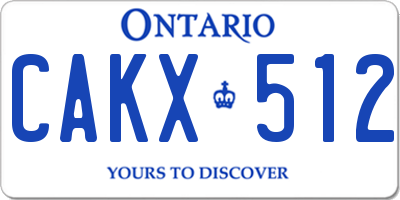 ON license plate CAKX512