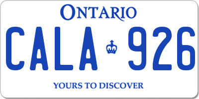 ON license plate CALA926