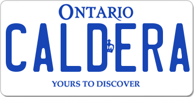 ON license plate CALDERA