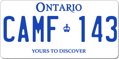 ON license plate CAMF143