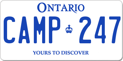 ON license plate CAMP247