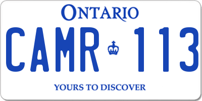 ON license plate CAMR113