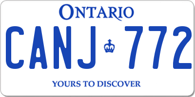 ON license plate CANJ772