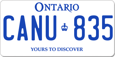 ON license plate CANU835