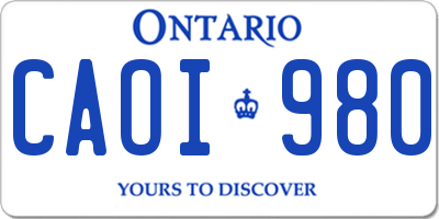 ON license plate CAOI980