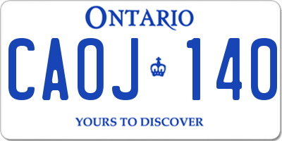 ON license plate CAOJ140