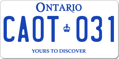 ON license plate CAOT031