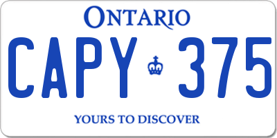ON license plate CAPY375