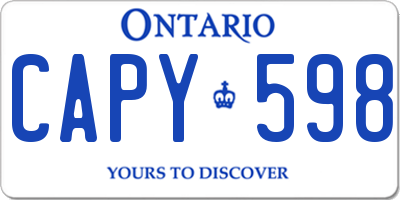 ON license plate CAPY598
