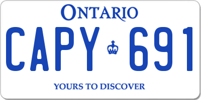 ON license plate CAPY691